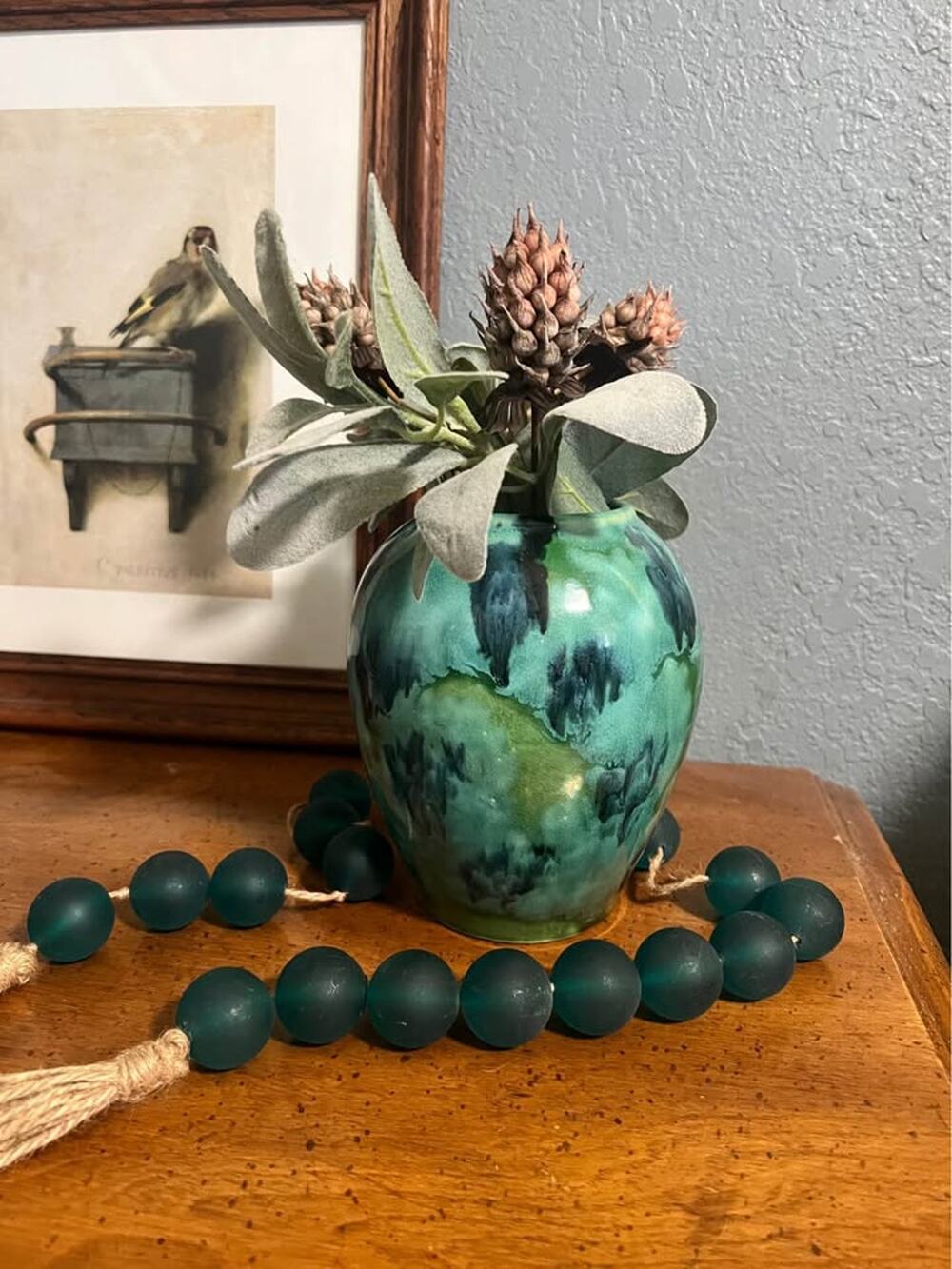 Beautiful Turquoise Drip-Glaze Vase – Excellent Condition